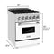 ZLINE KITCHEN AND BATH RAWMGR24 ZLINE 24 in. 2.8 cu. ft. Electric Oven and Gas Cooktop Dual Fuel Range with Griddle and White Matte Door in Stainless Steel (RA-WM-GR-24)