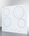 SUMMIT CR4B23T6W 230v 4-burner Cooktop In White Ceramic Schott Glass With Digital Touch Controls and an Extra Large 8" Dual Cooking Element