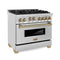 ZLINE Autograph Edition 36" 4.6 cu. ft. Range with Gas Stove and Gas Oven in Stainless Steel with Gold Accents RGZ36G