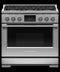 FISHER & PAYKEL RDV3366L Dual Fuel Range, 36", 6 Burners, Self-cleaning, LPG