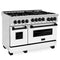 ZLINE 48" 6.0 cu. ft. Range with Gas Stove and Gas Oven in DuraSnow¬Æ Stainless Steel with White Matte Door and Champagne Bronze Accents RGSZWM48CB