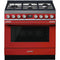 SMEG CPF36UGMR Portofino Pro-Style Dual Fuel Range, Red, 36" x 25"