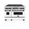 ZLINE Autograph Edition 48" 6.0 cu. ft. Range with Gas Stove and Gas Oven in Stainless Steel with White Matte Door and Matte Black Accents RGZ48MB