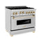 ZLINE Autograph Edition 36" 4.6 cu. ft. Range with Gas Stove and Gas Oven in Stainless Steel with Champagne Bronze Accents RGZ36CB