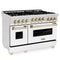 ZLINE 48" 6.0 cu. ft. Range with Gas Stove and Gas Oven in DuraSnow¬Æ Stainless Steel with White Matte Door and Champagne Bronze Accents RGSZWM48CB