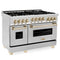 ZLINE 48" 6.0 cu. ft. Range with Gas Stove and Gas Oven in DuraSnow¬Æ Stainless Steel with Gold Accents RGSZSN48G