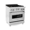 ZLINE 30 in. Professional 4.0 cu. ft. 4 Gas on Gas Range in DuraSnow® Stainless Steel with Brass Burners RGSSNBR30