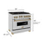 ZLINE Autograph Edition 36" 4.6 cu. ft. Range with Gas Stove and Gas Oven in Stainless Steel with Gold Accents RGZ36G