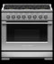 FISHER & PAYKEL RGV3366L Gas Range, 36", 6 Burners, LPG