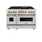 ZLINE 48" 6.0 cu. ft. Range with Gas Stove and Gas Oven in DuraSnow¬Æ Stainless Steel with Gold Accents RGSZSN48G