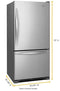 WHIRLPOOL WRB322DMBM 33-inches wide Bottom-Freezer Refrigerator with SpillGuard Glass Shelves - 22 cu. ft