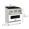 ZLINE Autograph Edition 30" 4.0 cu. ft. Range with Gas Stove and Gas Oven in Stainless Steel with White Matte Door and Champagne Bronze Accents RGZ30CB