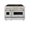 ZLINE 48" 6.0 cu. ft. Range with Gas Stove and Gas Oven in DuraSnow¬Æ Stainless Steel with Gold Accents RGSZSN48G