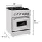 ZLINE KITCHEN AND BATH RASSNGR24 ZLINE 24 in. 2.8 cu. ft. Electric Oven and Gas Cooktop Dual Fuel Range with Griddle in Fingerprint Resistant Stainless (RAS-SN-GR-24)