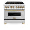 ZLINE Autograph Edition 36" 4.6 cu. ft. Range with Gas Stove and Gas Oven in Stainless Steel with Gold Accents RGZ36G