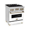 ZLINE Autograph Edition 30" 4.0 cu. ft. Range with Gas Stove and Gas Oven in Stainless Steel with White Matte Door and Champagne Bronze Accents RGZ30CB