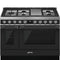 SMEG CPF48UGMAN Portofino Pro-Style Dual Fuel Range, Matte Black, 48" x 25"