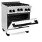 ZLINE Autograph Edition 30" 4.0 cu. ft. Range with Gas Stove and Gas Oven in Stainless Steel with White Matte Door and Champagne Bronze Accents RGZ30CB