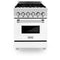 ZLINE KITCHEN AND BATH RAWMGR24 ZLINE 24 in. 2.8 cu. ft. Electric Oven and Gas Cooktop Dual Fuel Range with Griddle and White Matte Door in Stainless Steel (RA-WM-GR-24)