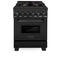 ZLINE 24" Black Stainless 6.0 cu.ft. 4 Gas BurnerElectric Oven Range with Brass Burners RABBR24