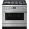 SMEG CPF36UGMX Portofino Pro-Style Dual Fuel Range, Stainless Steel, 36" x 25"