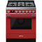 SMEG CPF30UGMR Portofino Pro-Style Dual Fuel Range, Red, 30" x 25"